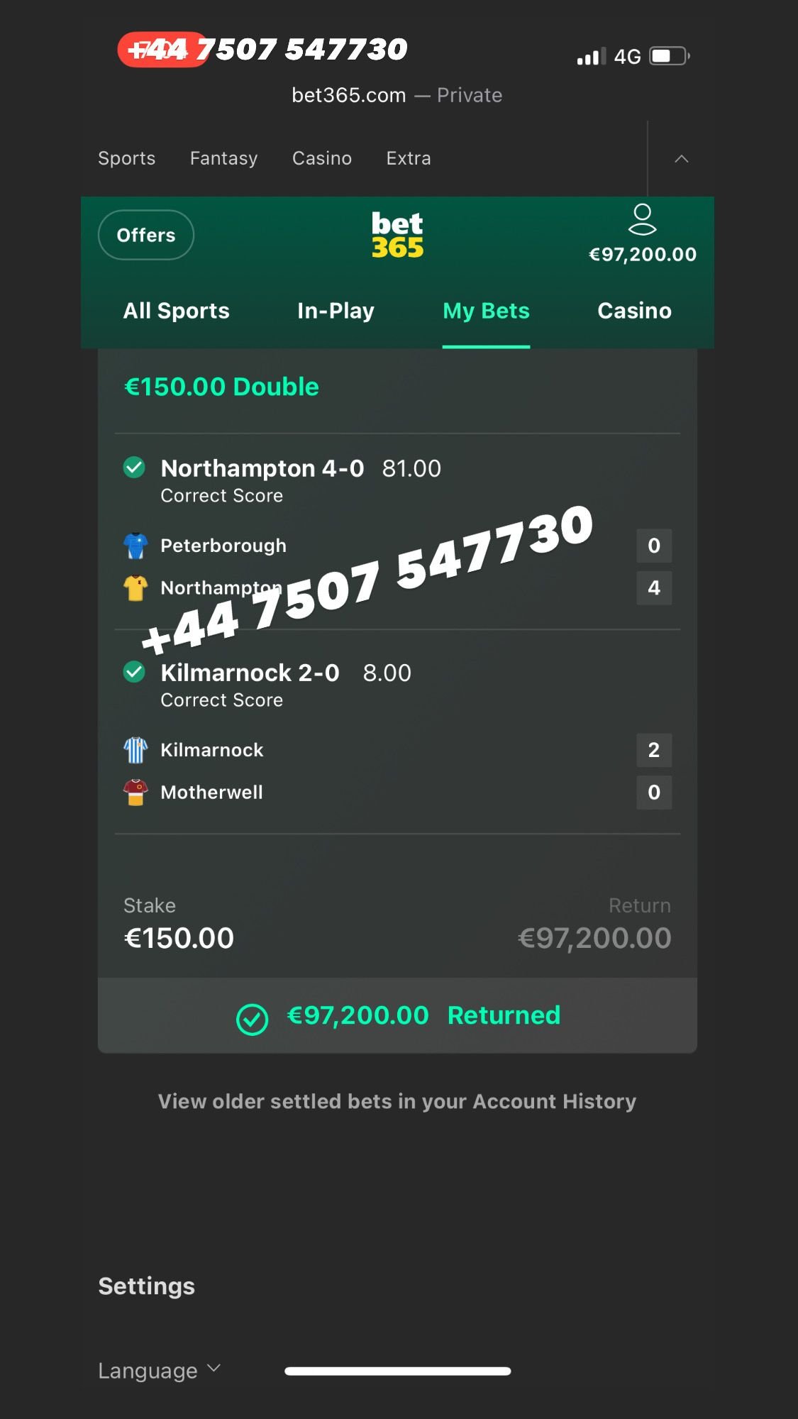 Betting Correct Score win 04/5/2025